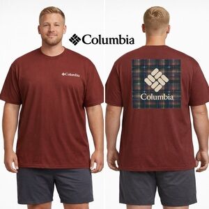 COLUMBIA Mens Omblur Short Sleeve Graphic T-Shirt in Spice, Size XXL